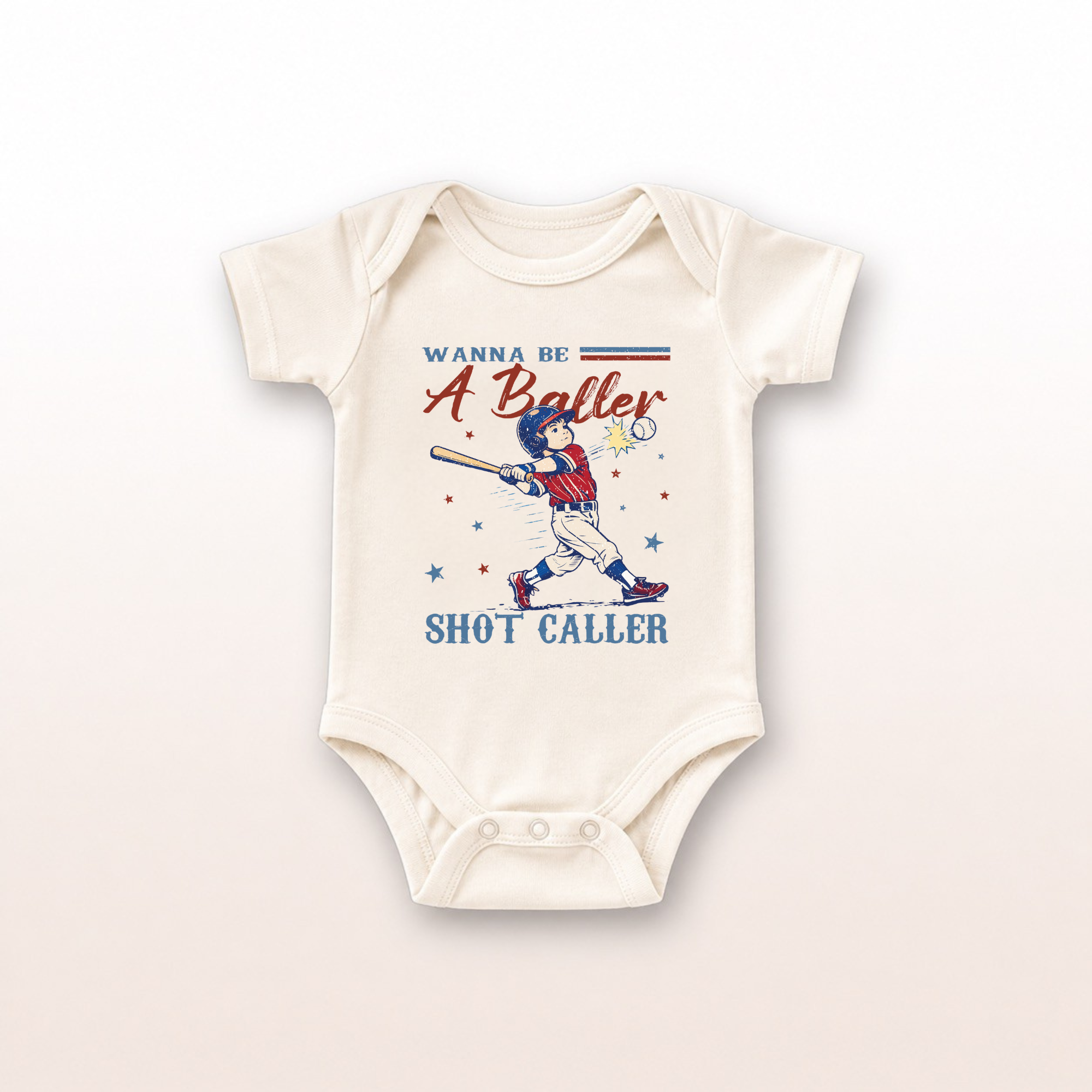 Baby Baseball Bodysuit Wannabe A Baller Shot Caller Vintage Sports Infant Onesie by Lucy Lou & Emma Sue