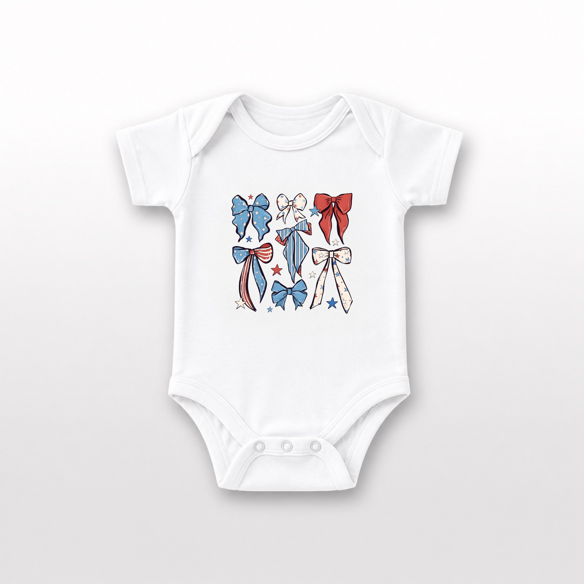Patriotic Bows Baby Onesie by Lucy Lou & Emma Sue