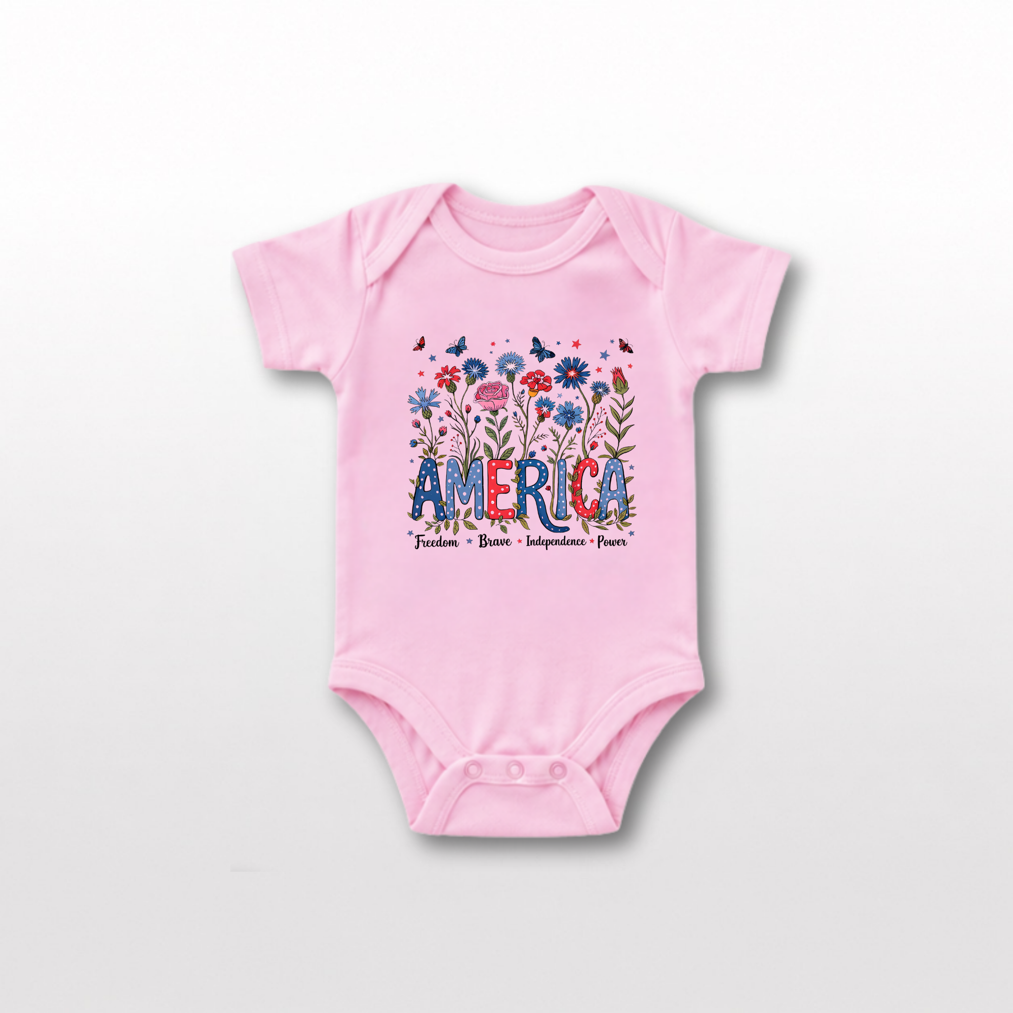 America is Beautiful Floral Onesie by Lucy Lou & Emma Sue