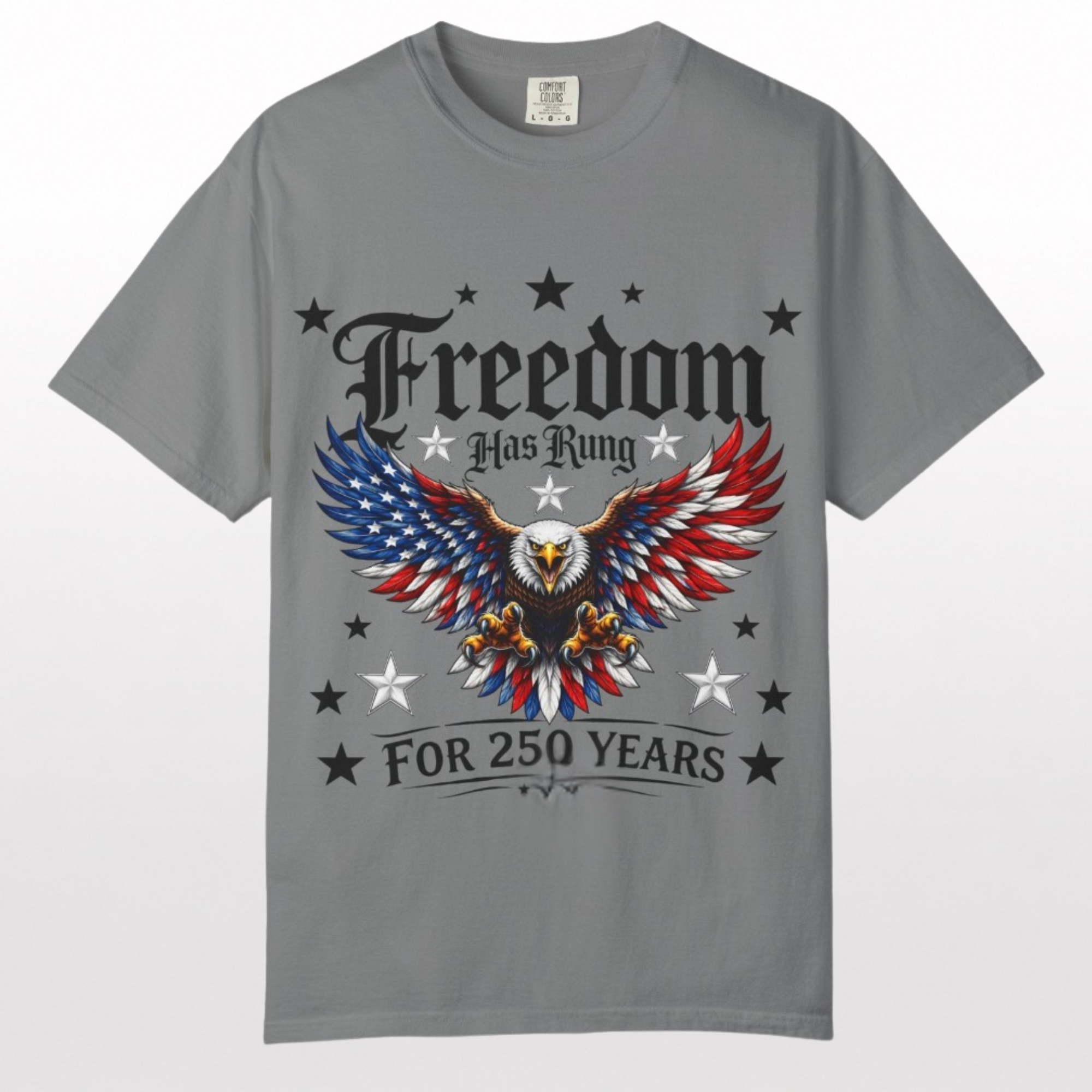 Freedom Has Run Eagle Patriotic 250 Years Independence Tee by Printify