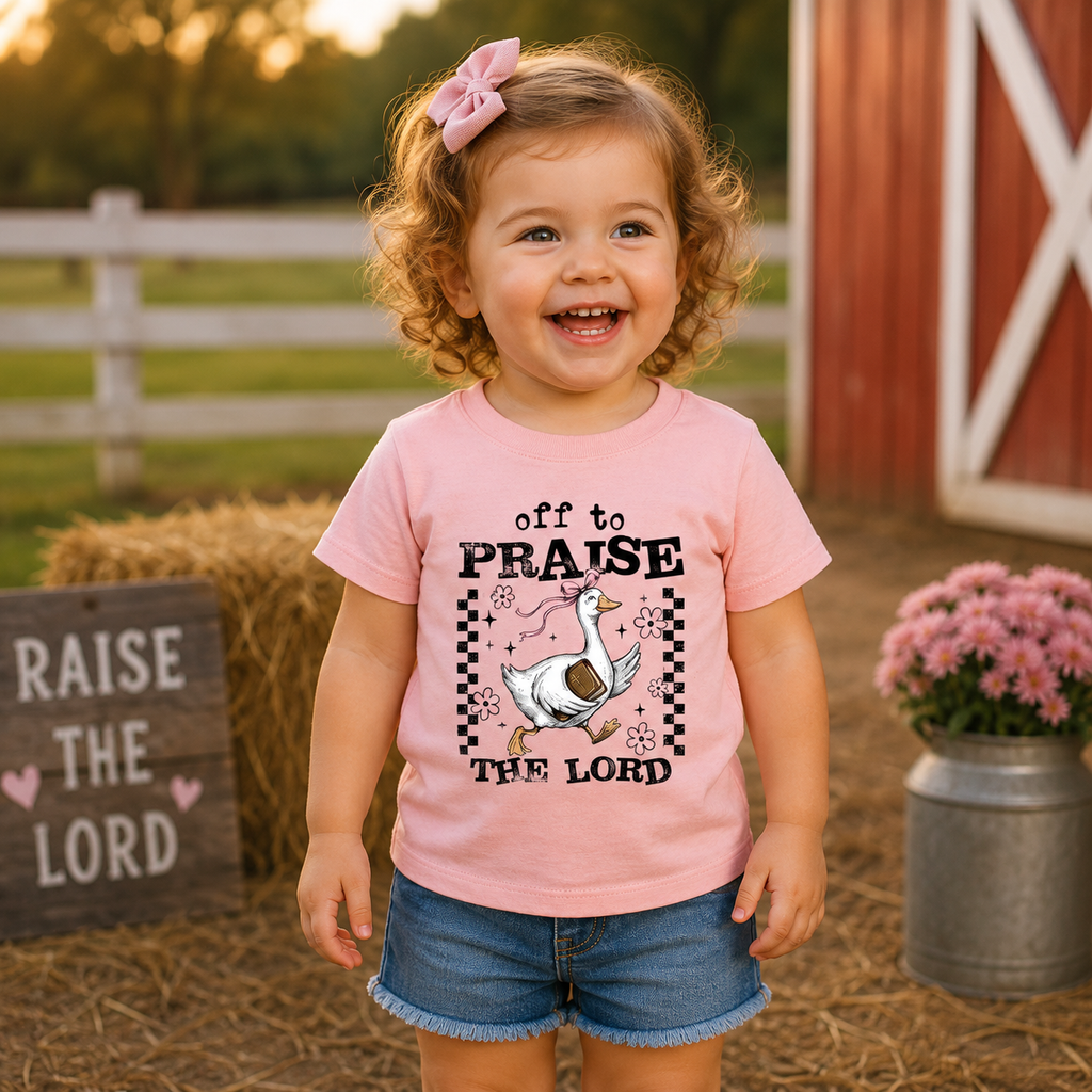 Off To Praise The Lord Toddler Tee by Lucy Lou & Emma Sue